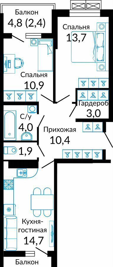 квартира г Краснодар р-н Прикубанский ул Конгрессная 41 фото 15