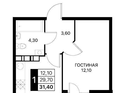 квартира г Ростов-на-Дону р-н Первомайский Смартполет жилой комплекс фото 1