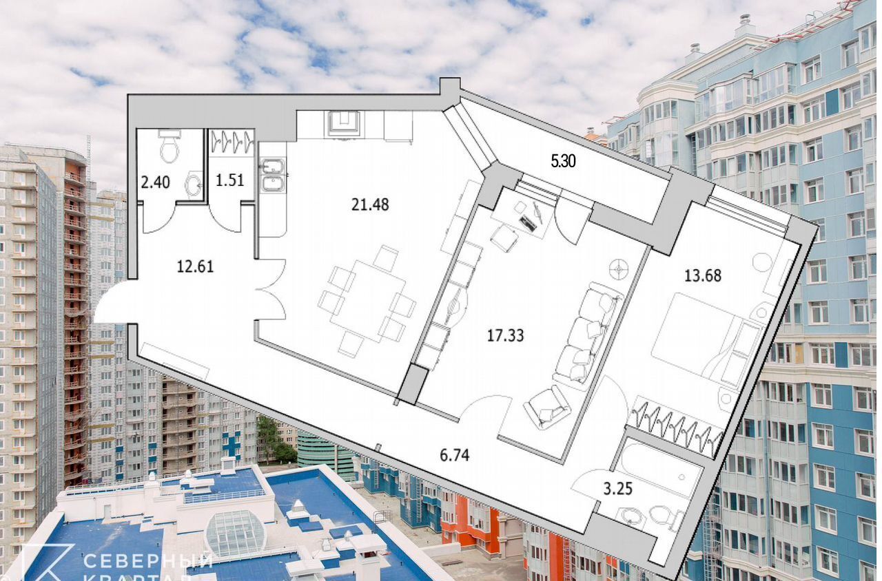 квартира г Санкт-Петербург метро Проспект Просвещения ул Кустодиева 7к/1 округ № 15 фото 1