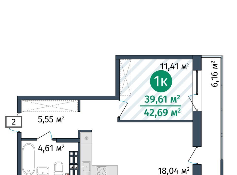 квартира р-н Тюменский д Дударева Гринвуд жилой комплекс, 2. 1 фото 1