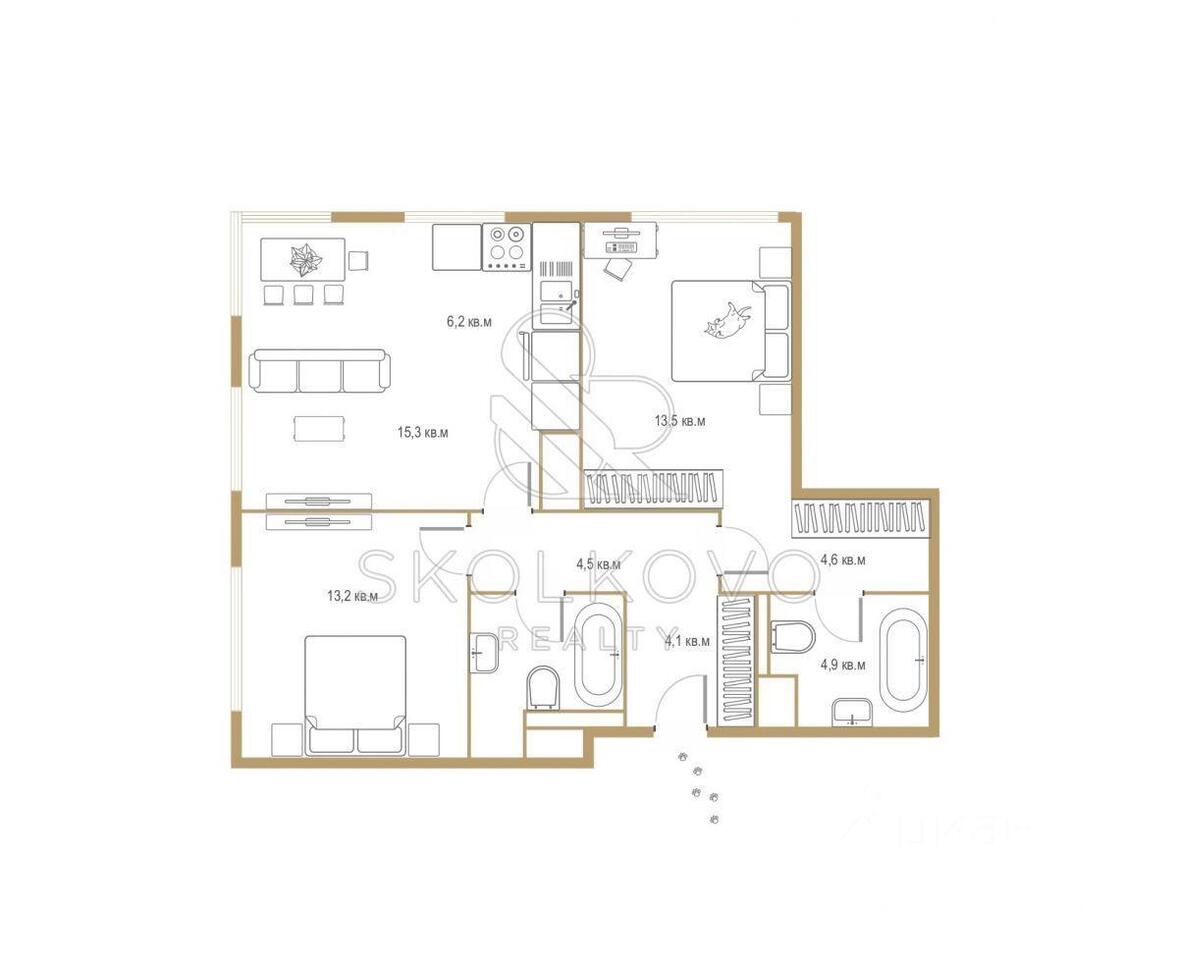 квартира г Москва метро Раменки ЗАО пр-кт Генерала Дорохова 39/1б ЖК West Garden Московская область фото 1