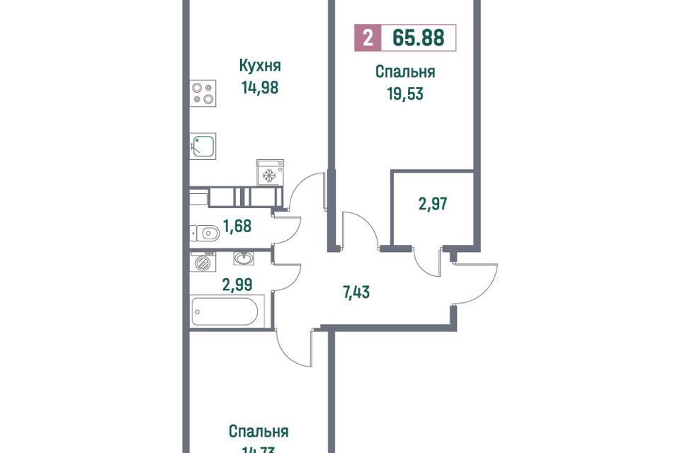 квартира р-н Всеволожский г Мурино пр-кт Авиаторов Балтики 15в Муринское городское поселение фото 1