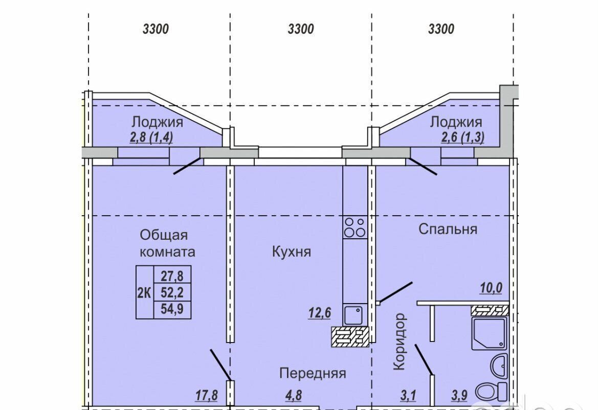 квартира г Барнаул р-н Индустриальный ул Взлетная 115 ЖК «Времена года «Квартал 2010»» фото 14