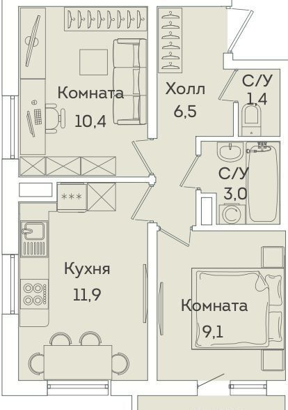 квартира р-н Всеволожский г Мурино ул Графская 6к/3 Девяткино фото 7