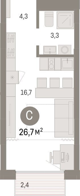 квартира г Омск Кварталы Драверта 2 Кировский АО фото 2