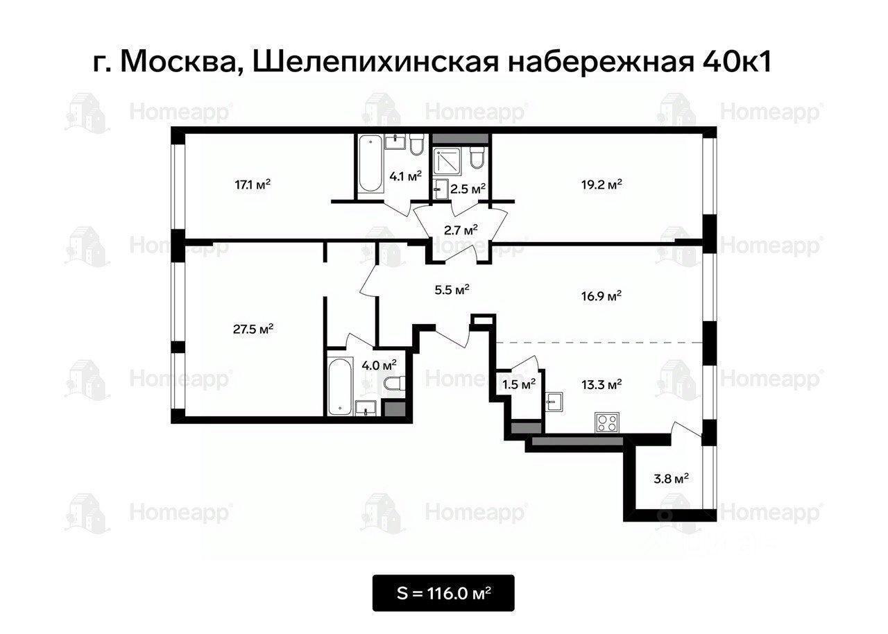 квартира г Москва СЗАО Хорошево-Мневники наб Шелепихинская 42/2 ЖК «Freedom» Московская область фото 2