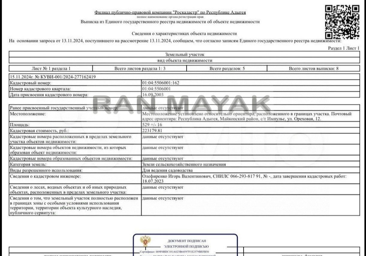 земля г Майкоп ул Ольховая Республика Адыгея Адыгея, Краснооктябрьское сельское поселение, ДНТ Импульс, Майкопский р-н фото 4