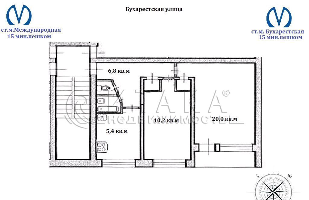 квартира г Санкт-Петербург метро Международная ул Пражская 7к/3 округ Волковское фото 14