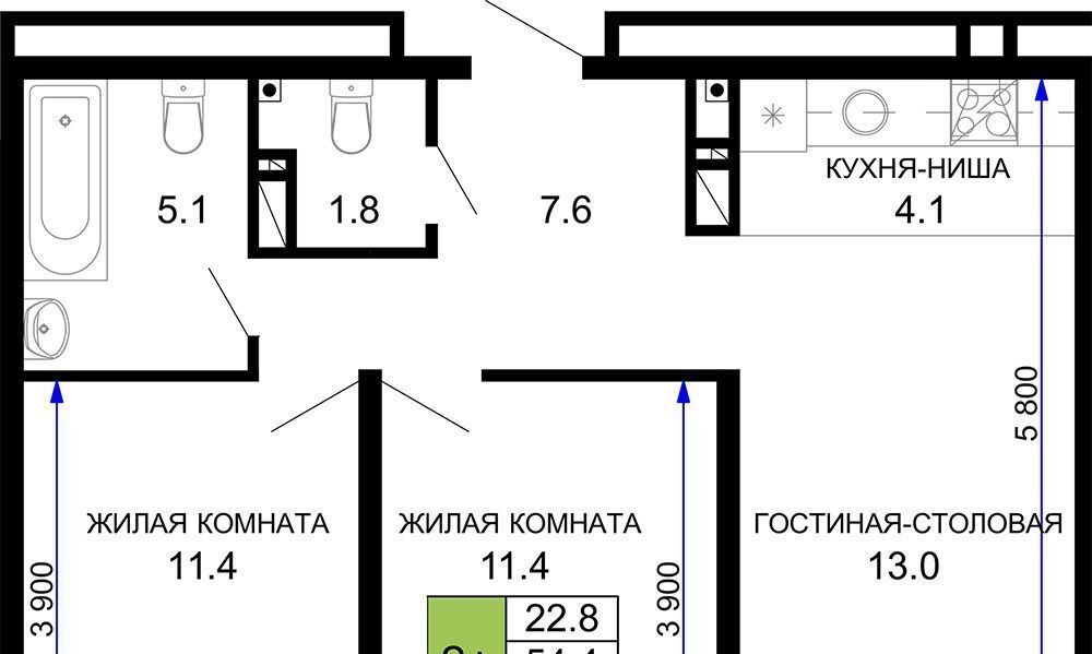 квартира г Краснодар р-н Прикубанский ул им. лётчика Позднякова 2к/16 ЖК «Дыхание» фото 1