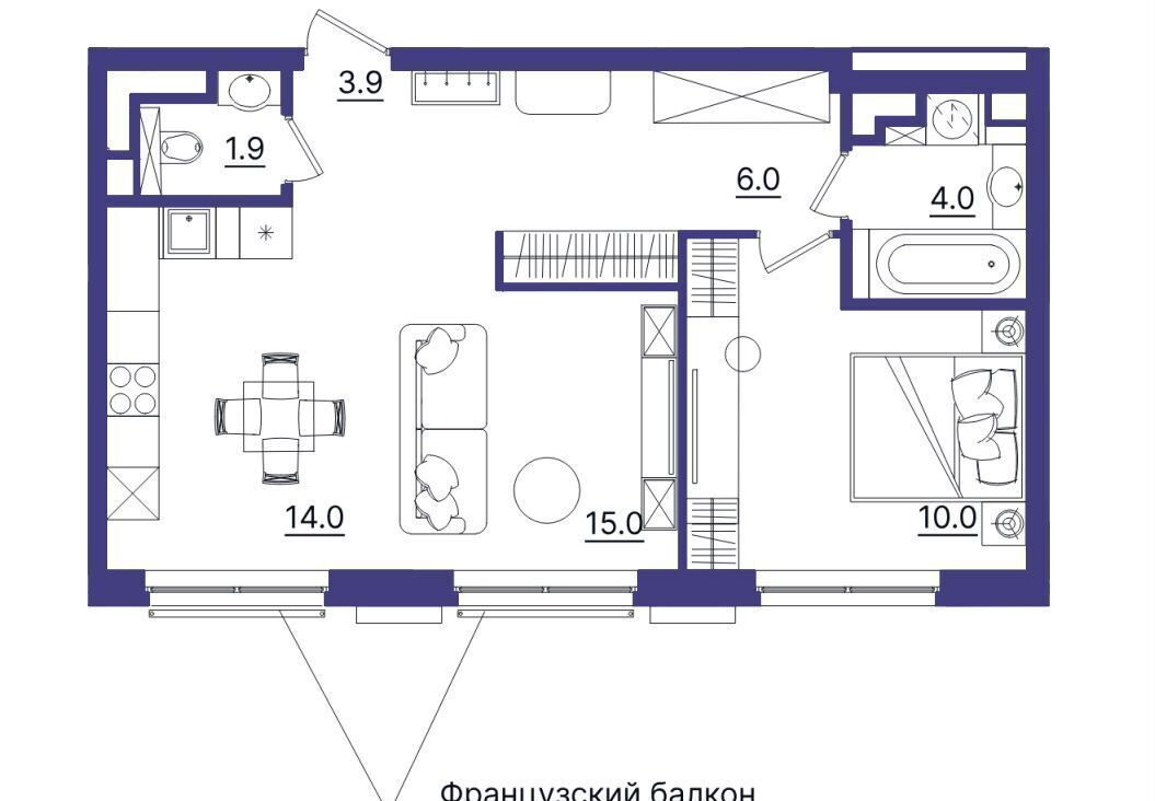 квартира г Тюмень р-н Центральный ул Щербакова 2 ЖК «Вознесенский» корп. 3 фото 2