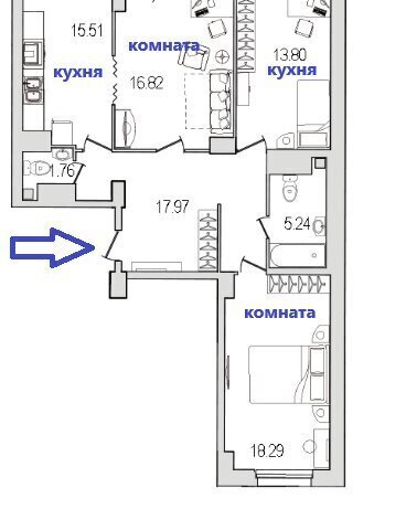 квартира г Санкт-Петербург метро Проспект Просвещения ул Руднева 18 округ № 15 фото 17