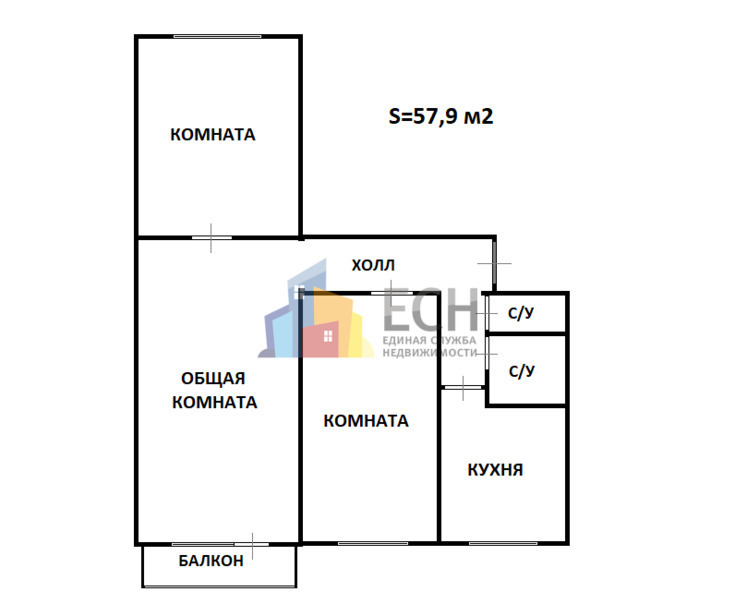 квартира г Тула посёлок Южный район, ул. Шахтерская, д. 49Б фото 14