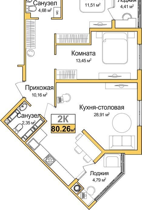 квартира г Симферополь р-н Центральный микрорайон «Город Мира» фото 1