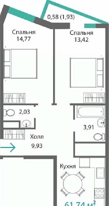 квартира г Симферополь р-н Киевский Крымская Роза фото 1