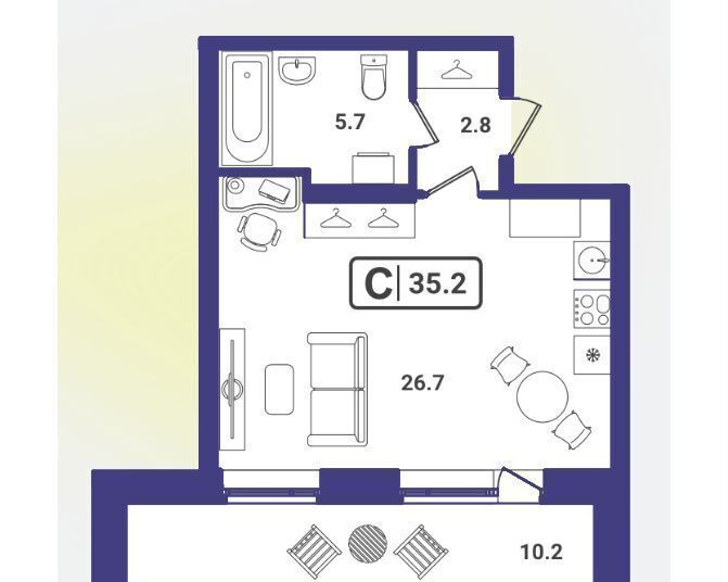 квартира г Тюмень р-н Центральный ул Мельникайте 2 корп. 17 фото 2