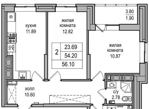 квартира г Санкт-Петербург п Парголово Парнас ЖК «Северная Долина» метро Парнас проезд Толубеевский, 34к 3 фото 1