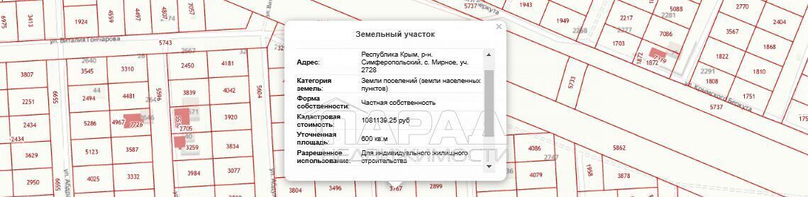 земля р-н Симферопольский с Мирное ул Семёна Кусакина фото 3