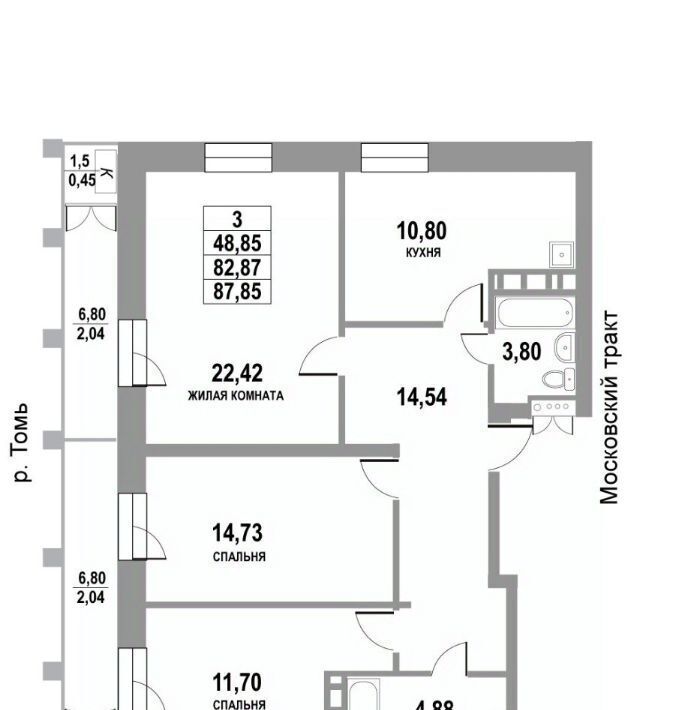 квартира г Томск р-н Кировский тракт Московский 109бк/3 фото 1