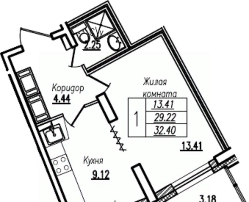 квартира г Санкт-Петербург метро Проспект Просвещения ул Кустодиева 7к/2 округ № 15 фото 2