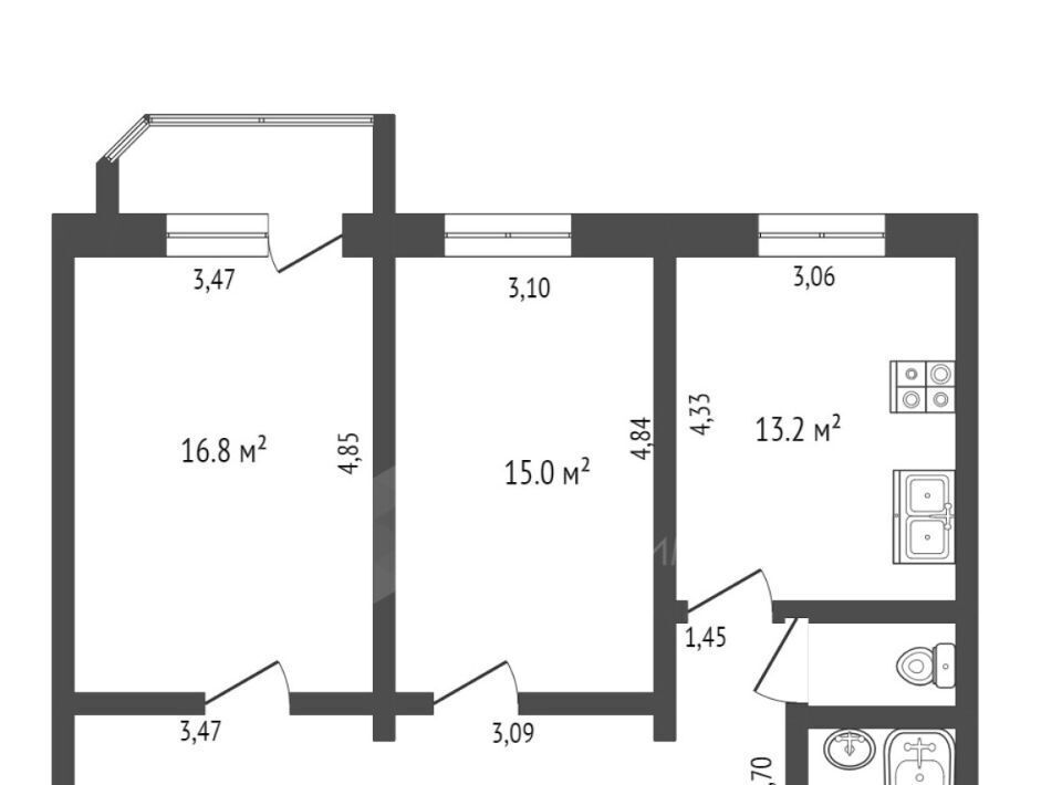 квартира г Тюмень р-н Калининский ул Московский тракт 145к/3 фото 2