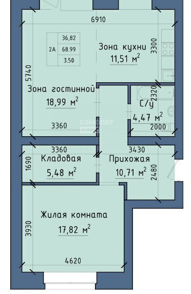 квартира г Абакан ул Авиаторов 1д ЖК "Авиатор на Набережной" фото 6