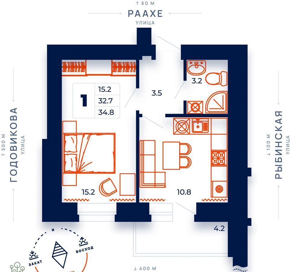 квартира г Череповец р-н Зашекснинский ул Раахе 9г ЖК «Dream House» фото 1