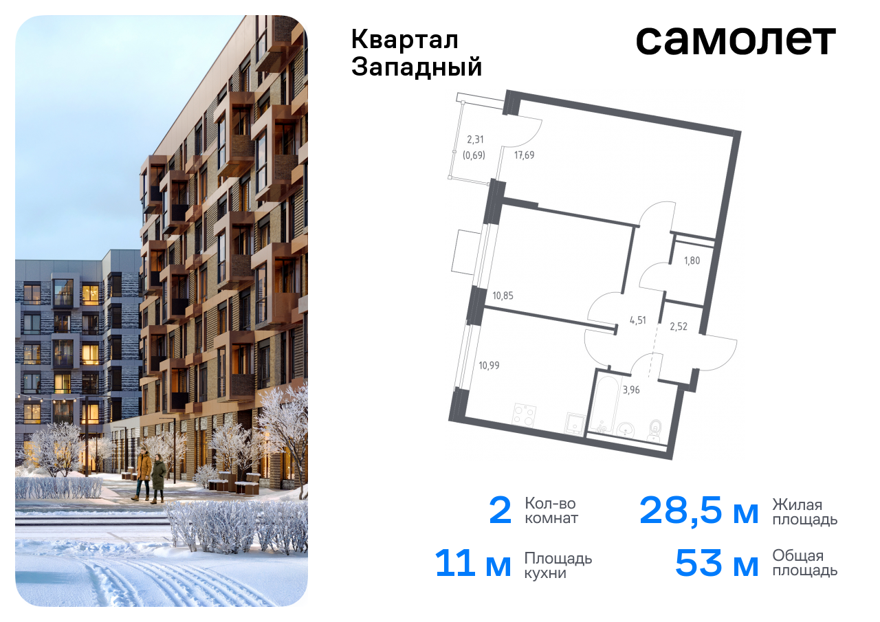 квартира г Москва п Марушкинское д Большое Свинорье метро Рассказовка Внуково ЖК Квартал Западный 6 фото 1