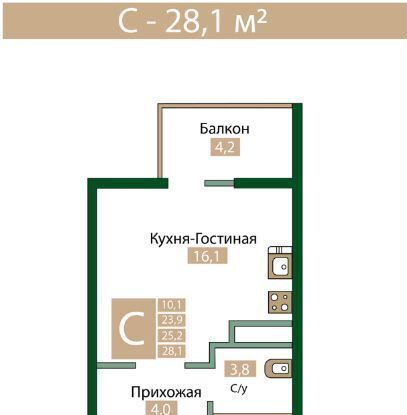 квартира г Симферополь р-н Киевский пр-кт Александра Суворова 15к/6 ЖК «Черника» фото 4