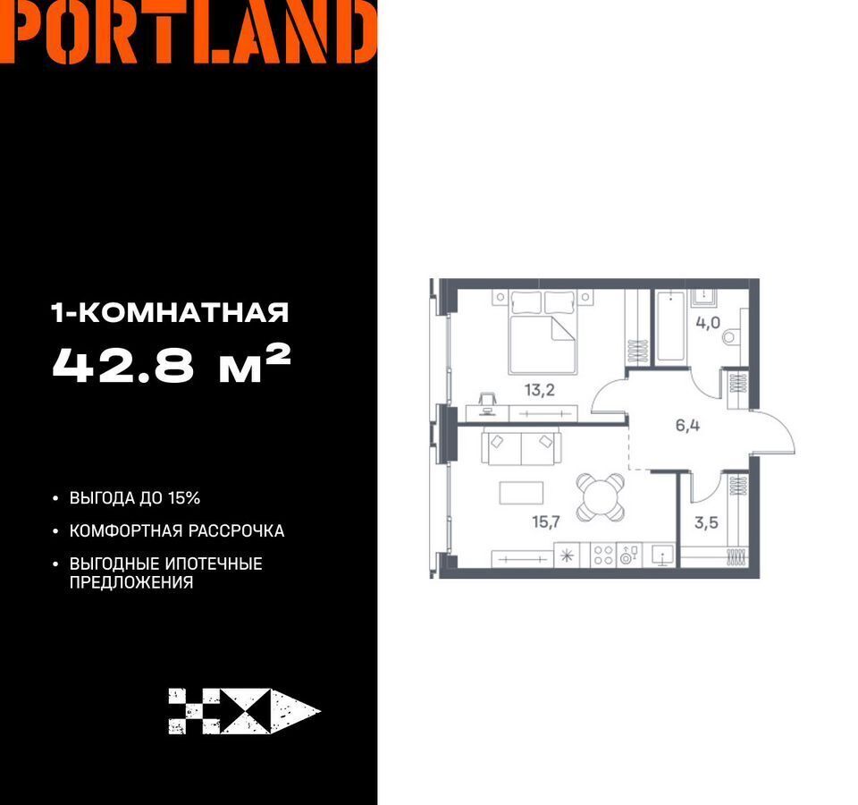 квартира г Москва метро Печатники ул Южнопортовая 6 ЖК «Portland» муниципальный округ Печатники фото 1