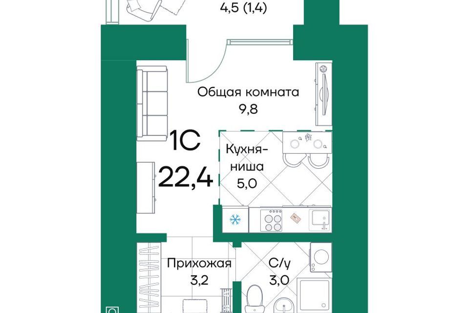 квартира г Барнаул ул Просторная 390/1 Барнаул городской округ фото 2