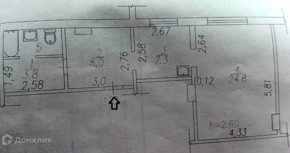 квартира г Новокузнецк ул Кутузова 43 Кемеровская область — Кузбасс, Новокузнецкий городской округ фото 2