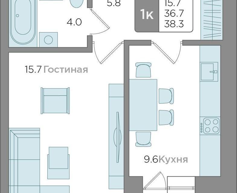 квартира г Калининград р-н Центральный ул Новгородская 3а/6 Калининград городской округ фото 7