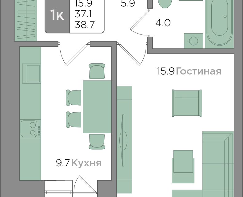 квартира г Калининград ул Новгородская 3а/6 Калининград городской округ фото 8