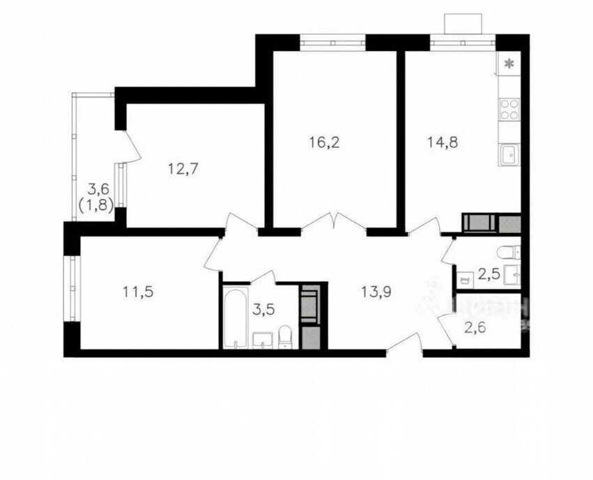 квартира г Москва ул Берзарина 1/3 Поле, 32к, Октябрьское фото 2