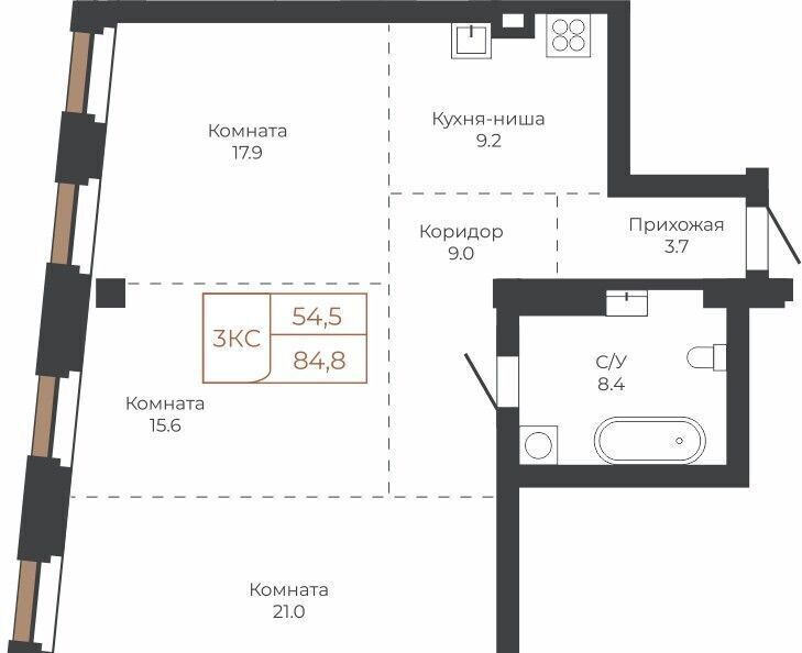 квартира г Барнаул р-н Центральный пл им В.Н.Баварина Башня «Столица» фото 3