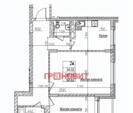 квартира г Новосибирск Гагаринская ул Дуси Ковальчук 242 фото 4