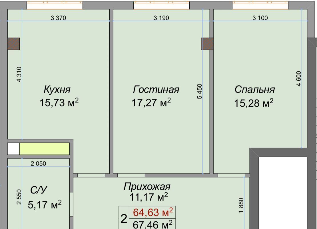 квартира г Нальчик Горная ЖК «Театральный» ул. Героя России Т. М. Тамазова, д. 3 фото 3