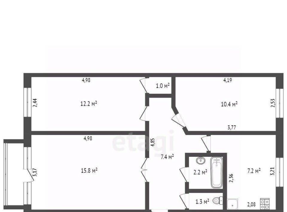 квартира г Новосибирск Студенческая ул Александра Чистякова 2/1 фото 18