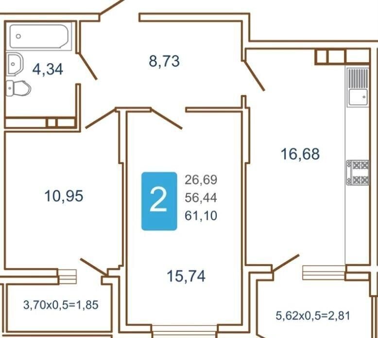 квартира г Краснодар р-н Прикубанский ул им. Кирилла Россинского 3/2 фото 8