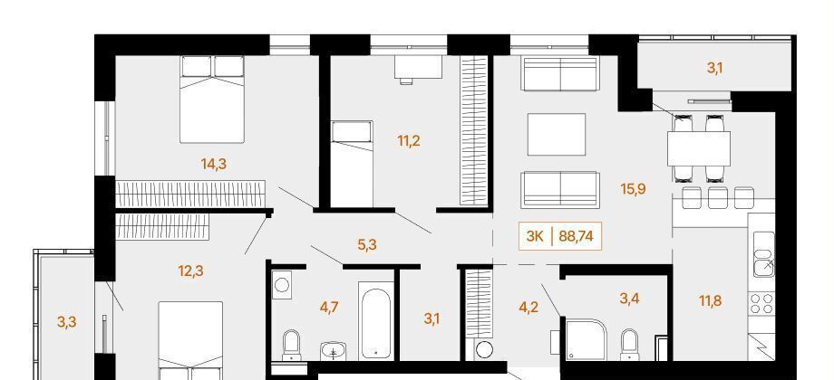 квартира г Ханты-Мансийск Район берега реки Иртыш, уч. 8 фото 1