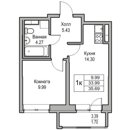 квартира г Санкт-Петербург р-н Приморский пр-кт Юнтоловский 2/1 Беговая, д. 45к фото 2