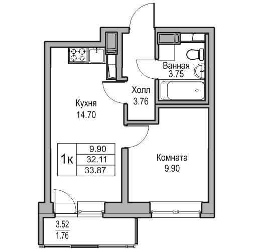 квартира г Санкт-Петербург р-н Приморский пр-кт Юнтоловский 2/1 Беговая, д. 45к фото 2