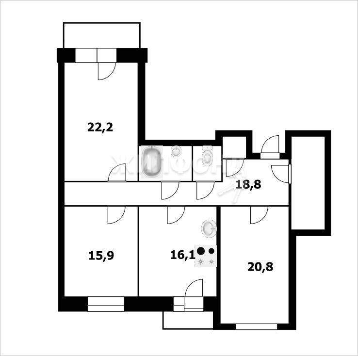 квартира г Бердск мкр Северный 2 фото 14