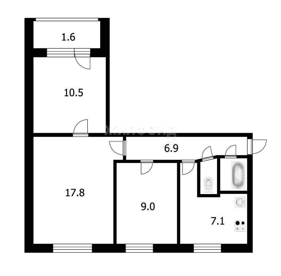 квартира г Обь ЖКО Аэропорта улица, д. 25 фото 14