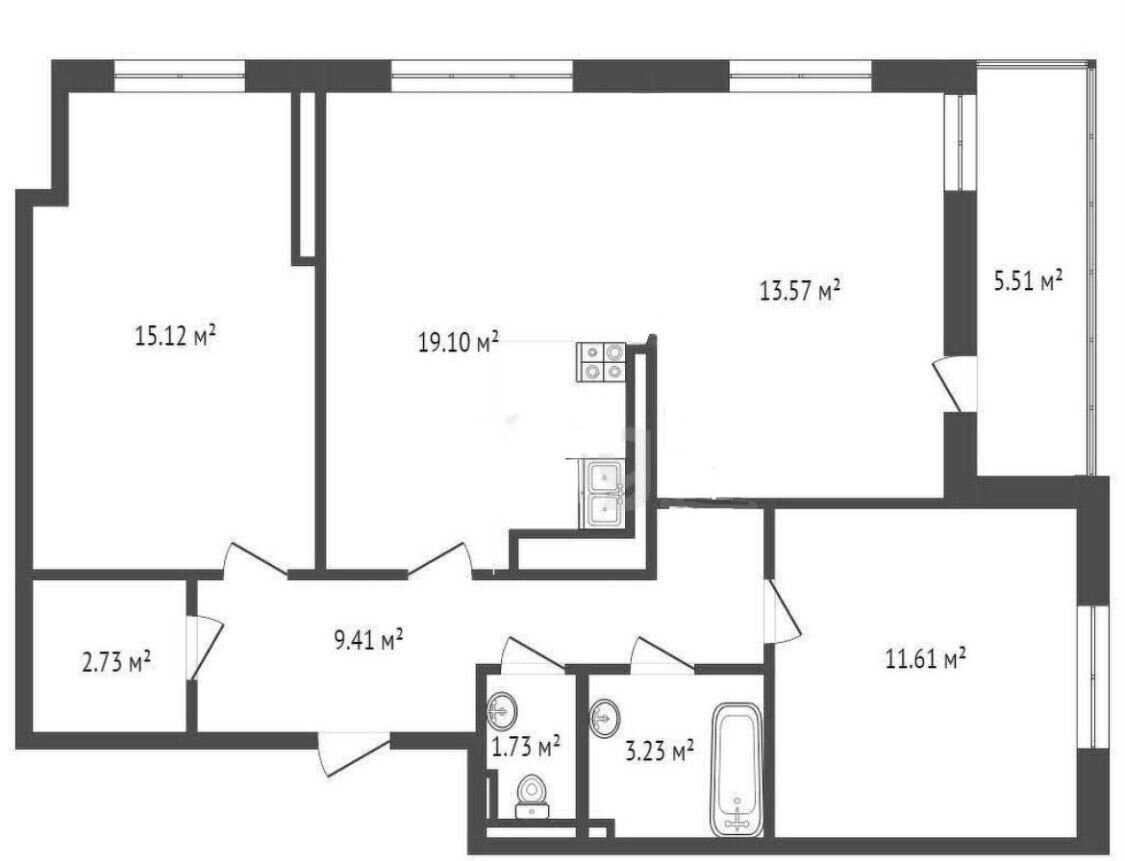 квартира г Тюмень р-н Калининский ул Краснооктябрьская 14к/2 фото 15