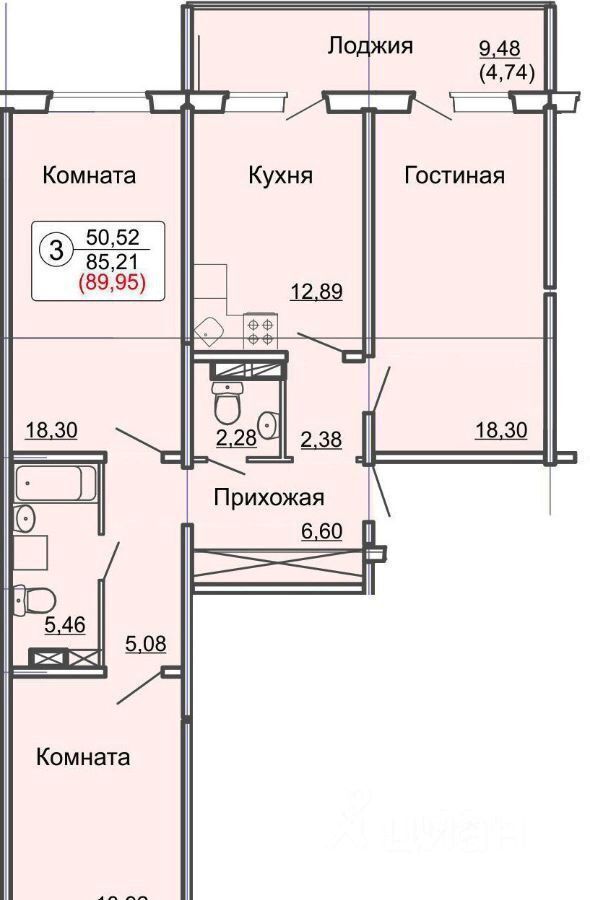 квартира г Краснодар р-н Прикубанский ул им. лётчика Позднякова 2к/16 фото 15