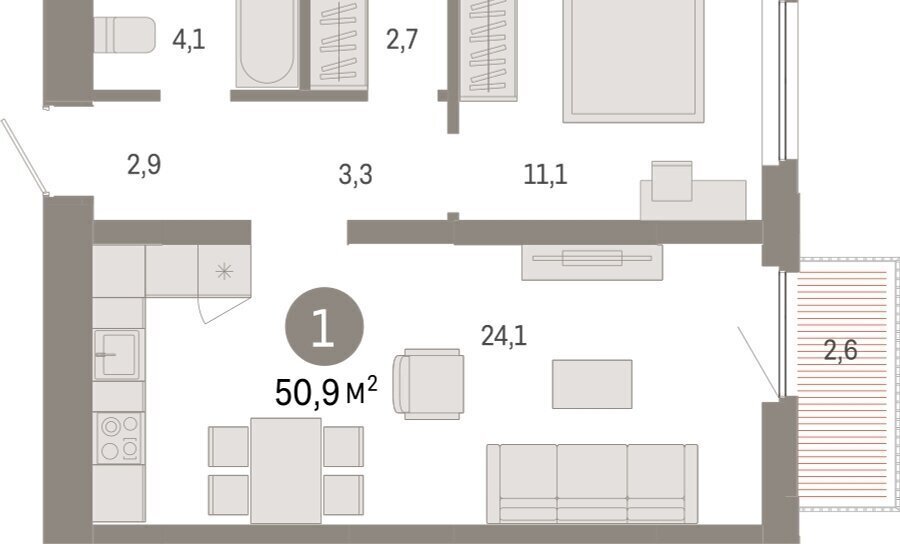 квартира г Тюмень ул Мысовская 26к/2 фото 2