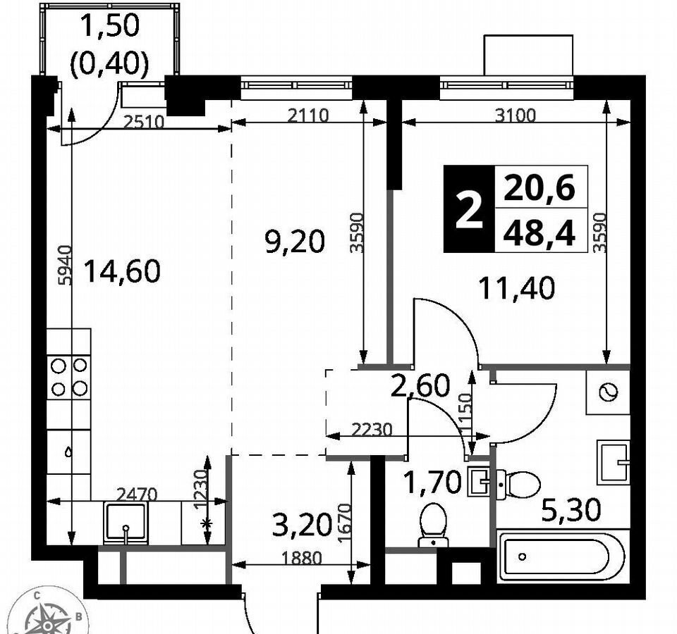 квартира г Химки Водники кв-л Ивакино, стр. 1.3 фото 1