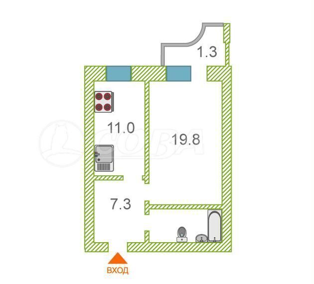 квартира г Тюмень р-н Калининский ул Мельникайте 136к/1 фото 15