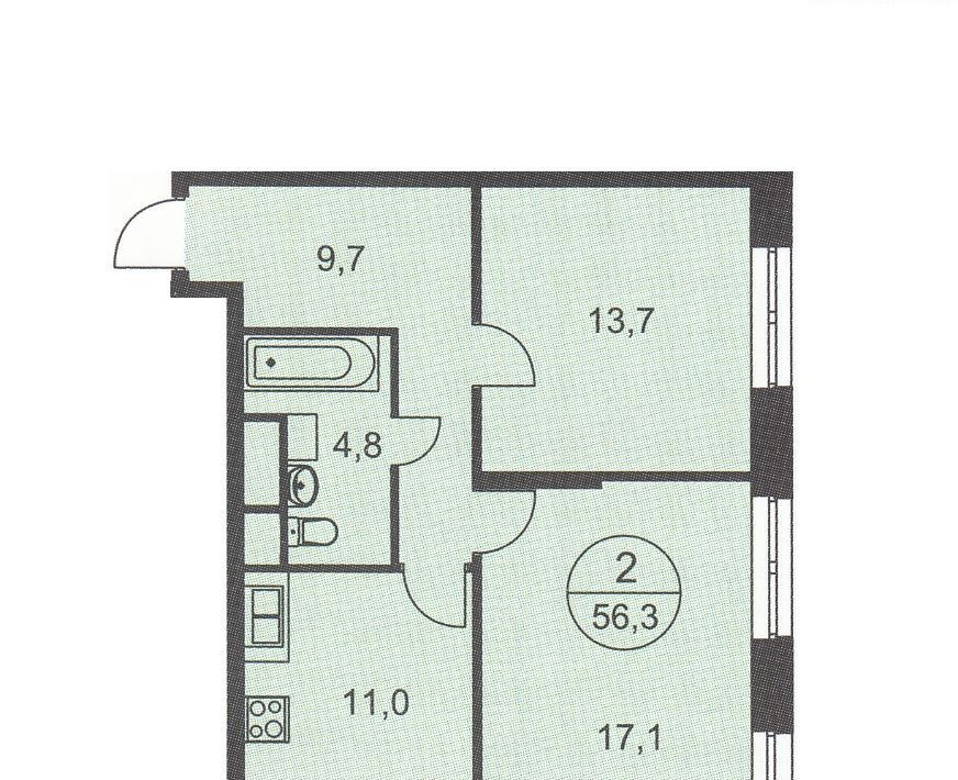 квартира г Москва метро Рассказовка Московский г., ул. Никитина, 11к 10 фото 12